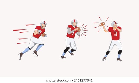 Clip art of football players. Vector illustration
