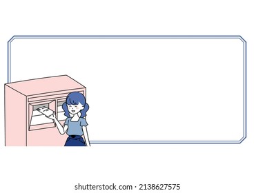 Clip art frame of child posting a letter in a mailbox