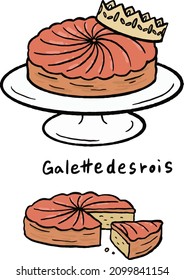 clip art of French traditional sweets Galette des Rois.