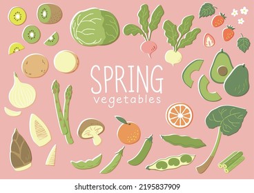 Clip art of fruits and vegetables in season of spring