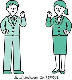 Clip art of full body of business person doing guts pose