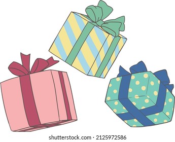 Clip art of gift boxes.