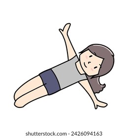 Clip art of girl balancing on the floor with her hands	