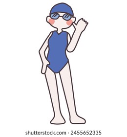 Clip art of girl in bathing suit which she seems to wear for exercise purpose or class.