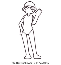 Clip art of girl in bathing suit which she seems to wear for exercise purpose or class.