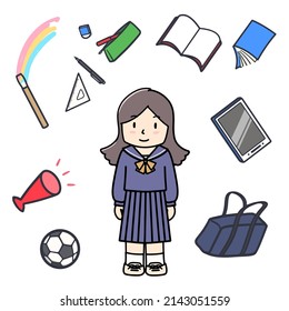 Clip art of girl enjoying student life