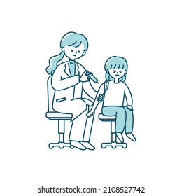 Clip art of a girl getting vaccinated
