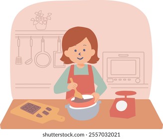 Clip art of girl making chocolate candy