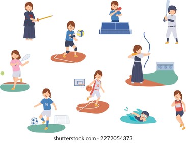 Clip art of girl playing sports in uniform