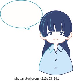 Clip Art Of Girl In Shirt Talking Something With Sad Face(with Speech Balloon)