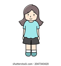 
Clip art of a girl in a short sleeve t-shirt