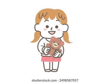 Clip art of girl with stuffed bear