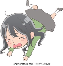 Clip Art Of A Girl Who Fell Over.