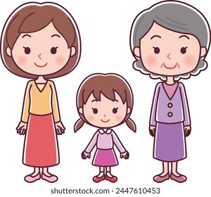 clip art of girl and woman and elderly woman