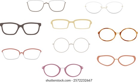 Clip art of glasses frame of various shapes