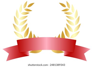 Clip art of golden laurel wreath and ribbon