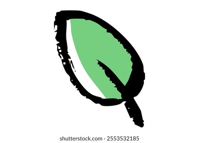 Clip art of green leaf of brush touch