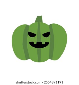 Clip art of green pumpkin jack-o-lantern