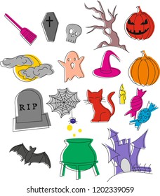 Clip art Halloween. Vector clip art. Icons on Halloween theme