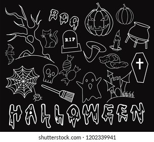 Clip art Halloween. Vector clip art. Icons on Halloween theme