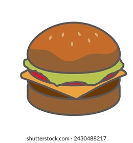 Clip art of hamburger with lettuce and tomato