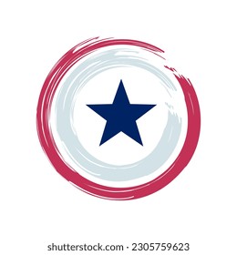 Clip art of hand drawn 4th of July red and blue patriotic American badge, on isolated background. Design for Independence Day, 4th of July, freedom celebration. Patriotic and memorial decoration.