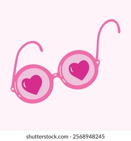 Clip art of hand drawn heart-shaped pink glasses and hearts on isolated background. Design for Valentine’s Day, Wedding, Mother’s day celebration, greeting cards, scrapbooking, home decoration.