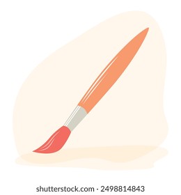 Clip art of hand drawn paint brush on isolated background. Art education design for back to school print, scrapbooking, textile, home and nursery decor, paper craft. 