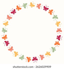 Clip art of hand drawn simple wreath of flying butterflies on isolated background. Design for mother’s day, springtime and summertime celebration, scrap booking, invitation, textile, home decor.