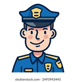 clip art hand drawn simplistic illustration male policeman or cop in Cartoon Flat style, vector flat illustration. male police character vector design.