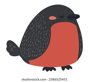 Clip art hand drawn vector illustration of a cute funny Bullfinch isolated objects on white background