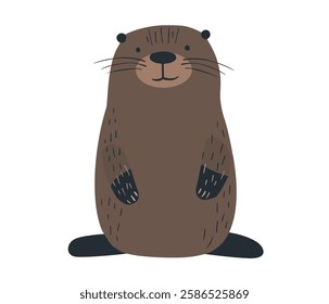 Clip art hand drawn vector illustration of a cute funny Beaver isolated objects on white background