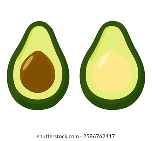 Clip art hand drawn vector illustration of avocados isolated objects on white background
