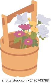 Clip art of handbasket for grave and offering flowers