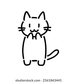 Clip art of hand-drawn cat with hand over mouth
