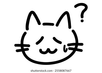 Clip art of hand-drawn cat with question mark