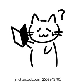 Clip art of hand-drawn cat in trouble with beginner's mark