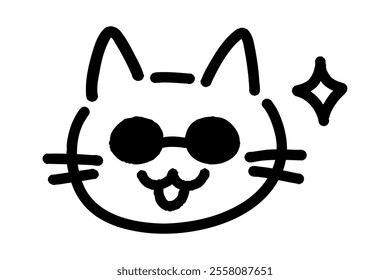 Clip art of hand-drawn cat wearing sunglasses
