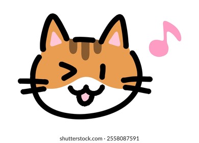 Clip art of hand-drawn cat winking and in a good mood