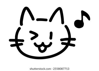 Clip art of hand-drawn cat winking and in a good mood