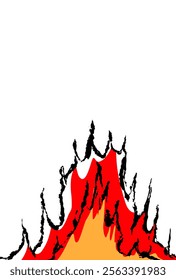 Clip art of hand-drawn flame background with brush touch