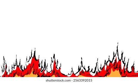 Clip art of hand-drawn flame background with brush touch