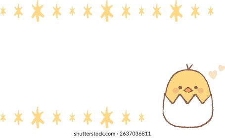 clip art of hand-drawn frame of cute chick