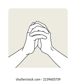 Clip art of hands praying with fingers interlaced