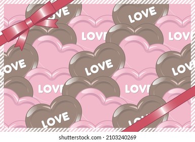 Clip art of heart-shaped chocolate and ribbon