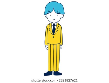 Clipart Art des Schuljungen, der gerade steht