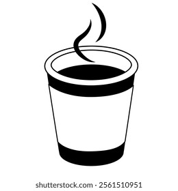 Clip art of hot coffee at convenience store monochrome