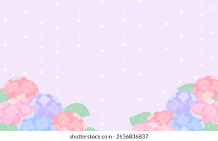 Clip art of hydrangea and rain background