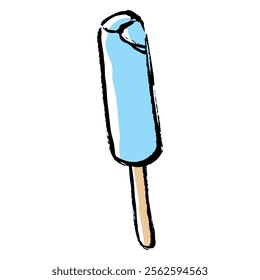 Clip art of ice cream on a stick with a touch of brush