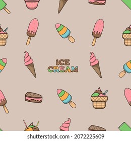 clip art ice cream seamless pattern
